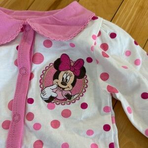 Disney Minnie Mouse Collar Polka Dot Footie Sleeper white pink NWT 3-6 months